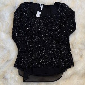 Studio Y Black Sequin Blouse